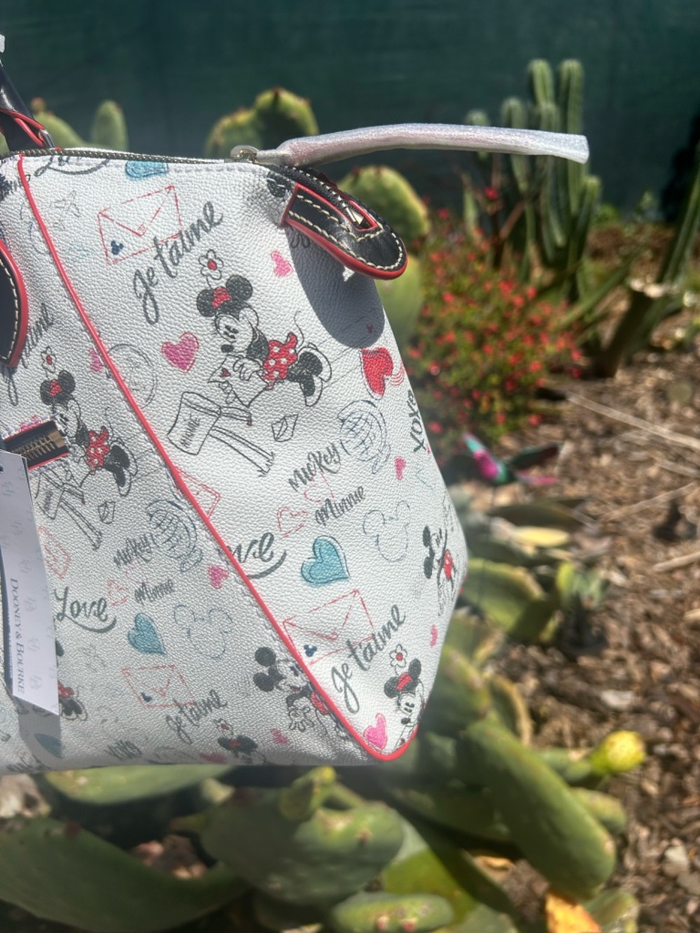 Disney White Minnie Mouse Print Satchel with Pink and Red Accents - Picture 3 of 8